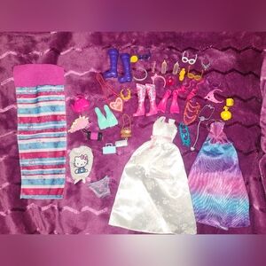 Mixed Barbie & Other Doll Accessories Lot Clothes Shoes Purses